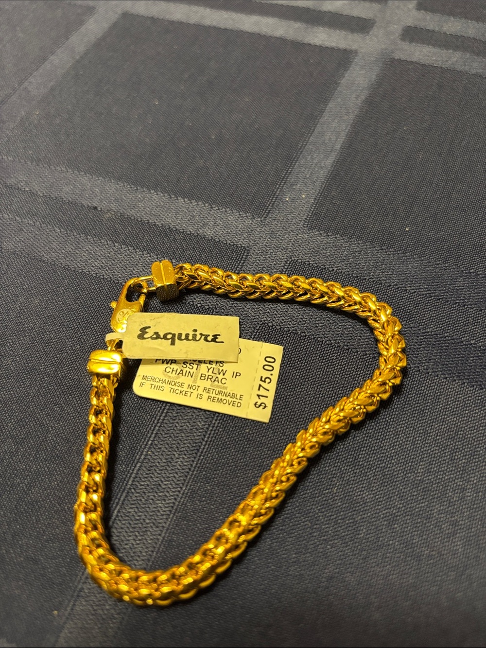 Macy's Men's Yellow Gold Curb Chain Bracelet with Lobster Clasp Accent